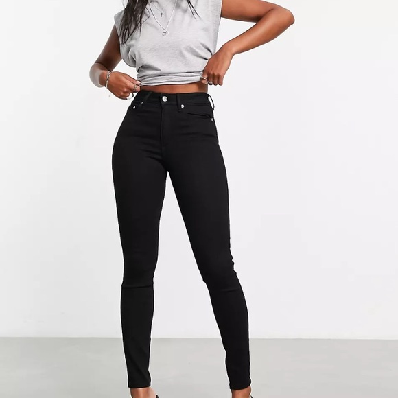 ASOS Jeans Asos Black High Rise Skinny Jeans Jeggings Size 3 Tall